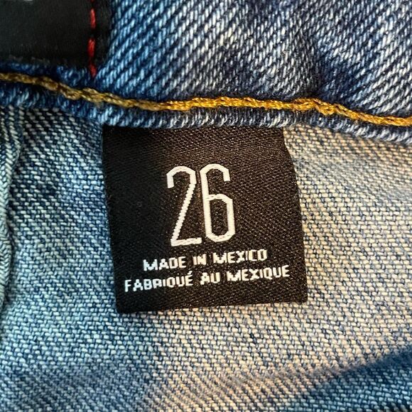 BDG‎ Urban Outfitters Girlfriend Jean Blue Medium Wash Hi-Rise Destroyed Hem 26 - Picture 11 of 13